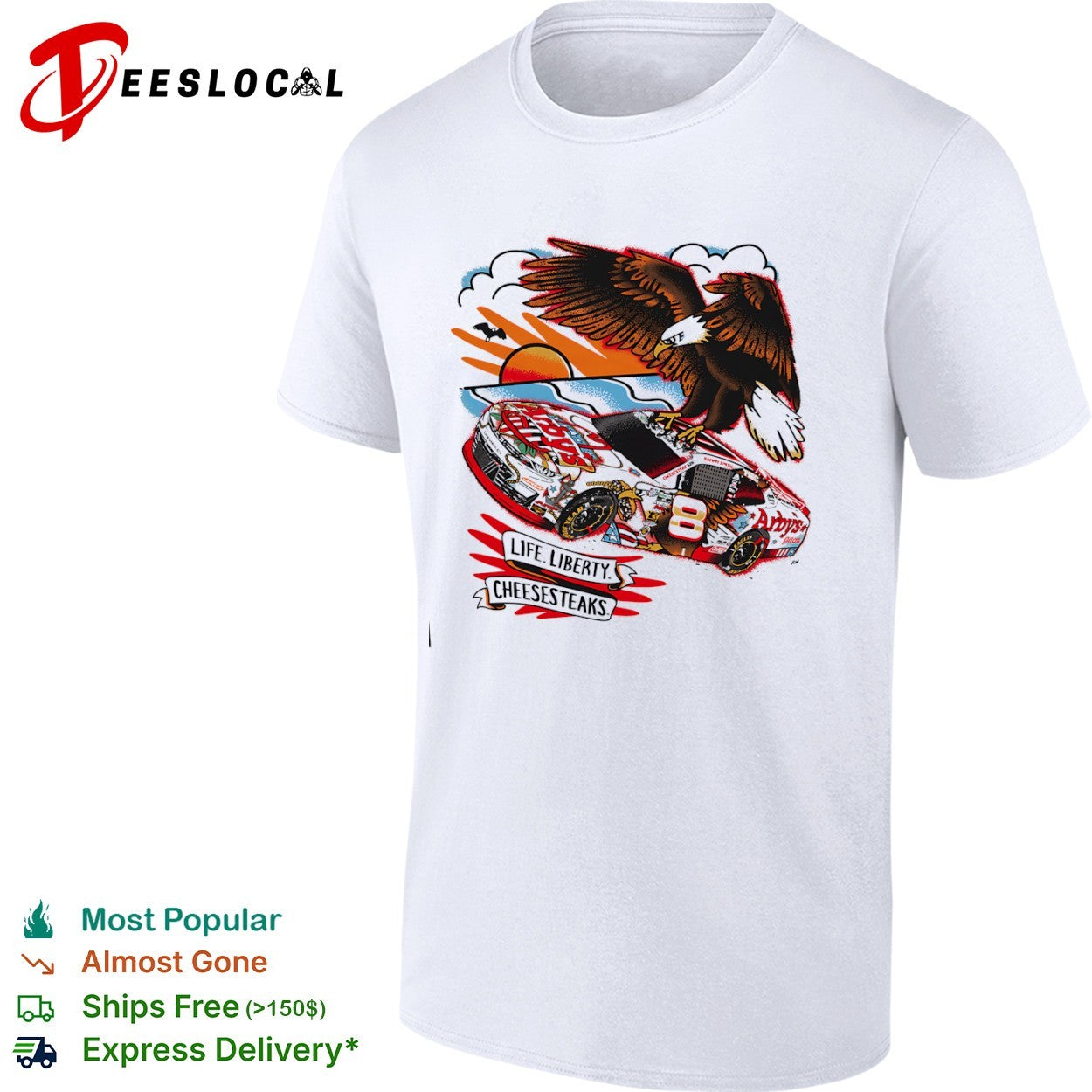 Sammy Smith Arbys Nascar Chevrolet Life Liberty Cheesesteaks race car eagle shirt