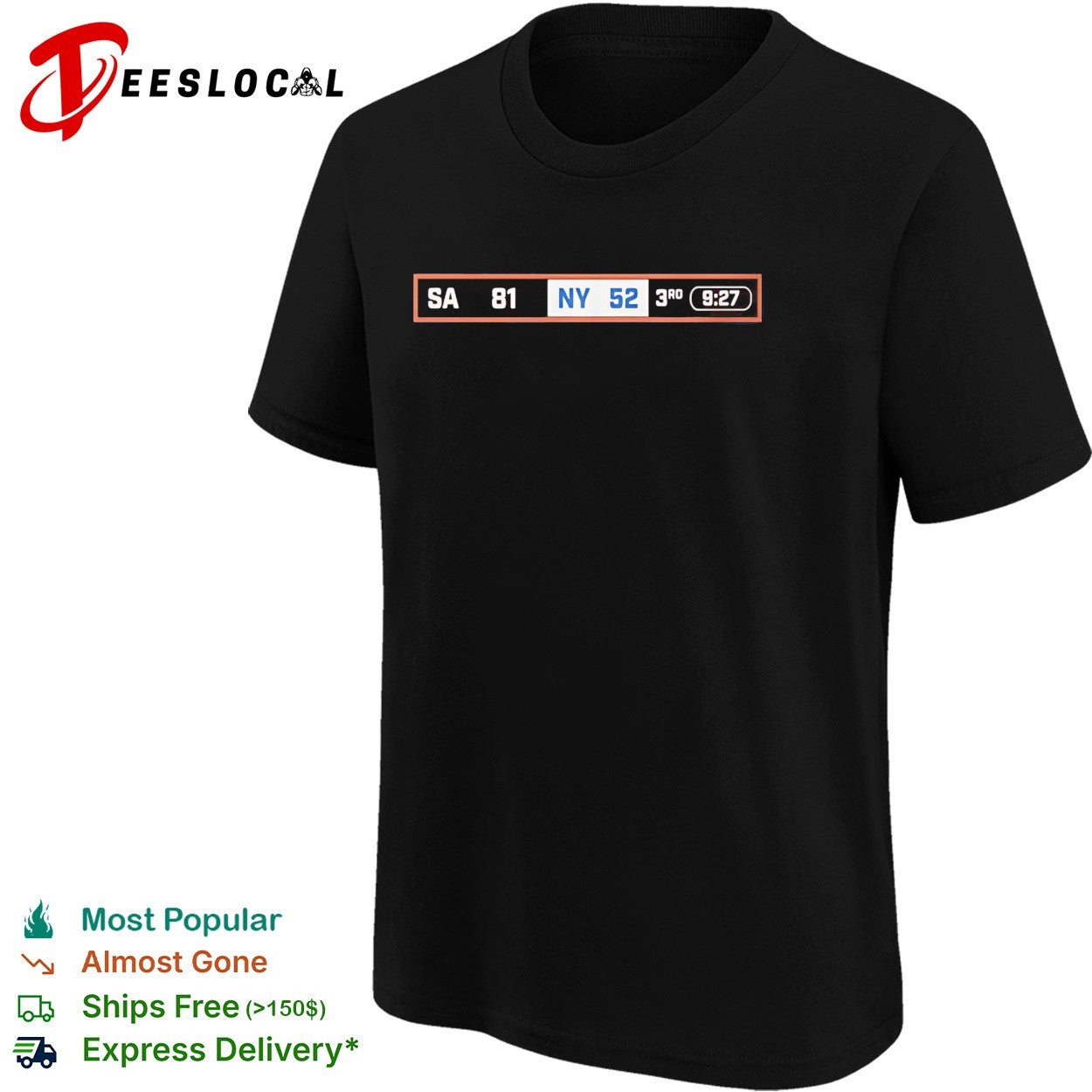 San Antonio 81 New York 52 third quarter scoreboard basketball shirt