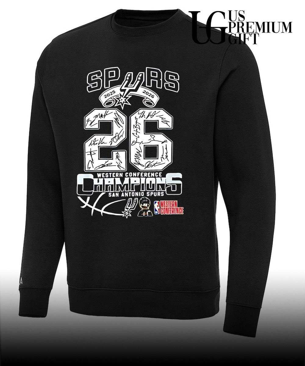 San Antonio Spurs 2025-2026 Western Conference Champions signature shirt