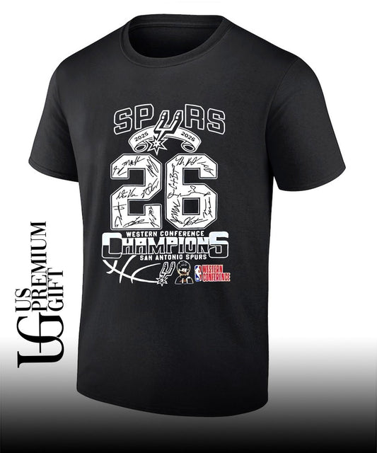 San Antonio Spurs 2025-2026 Western Conference Champions signature shirt