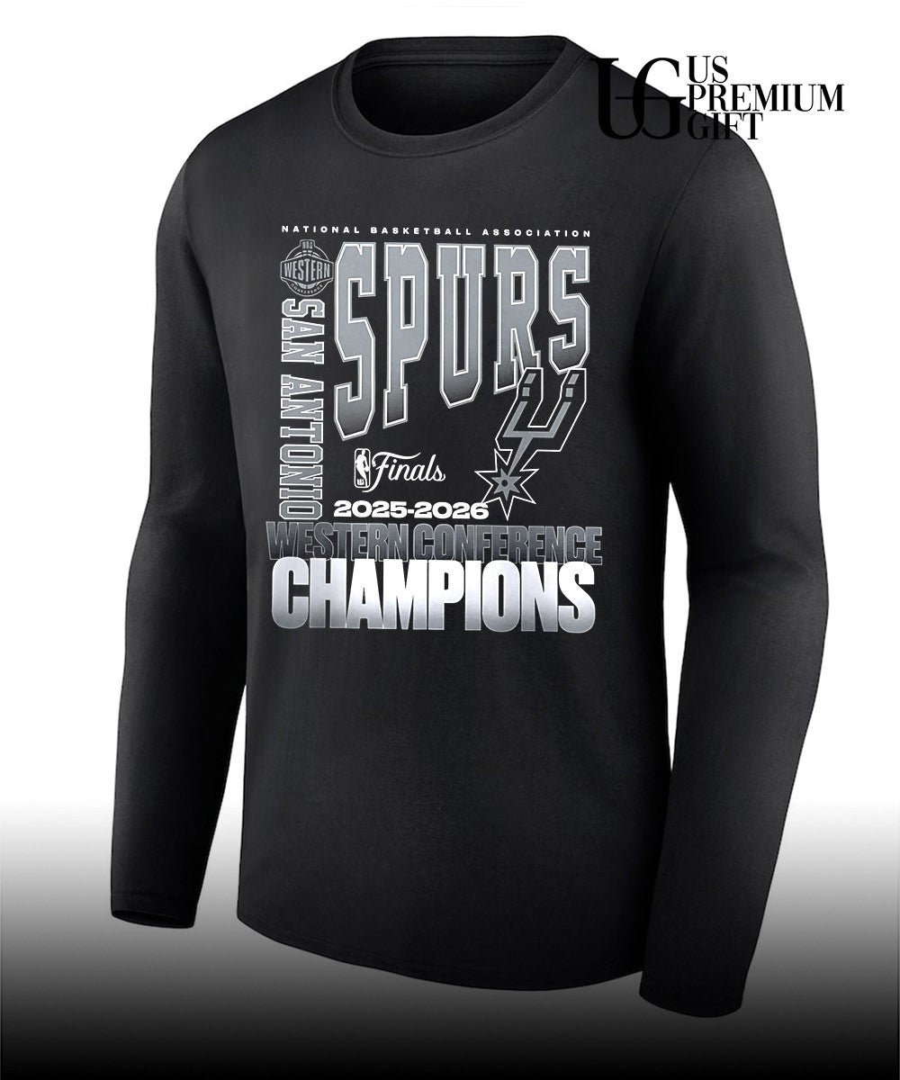 San Antonio Spurs 2026 NBA Western Conference Champions stacked block T-shirt