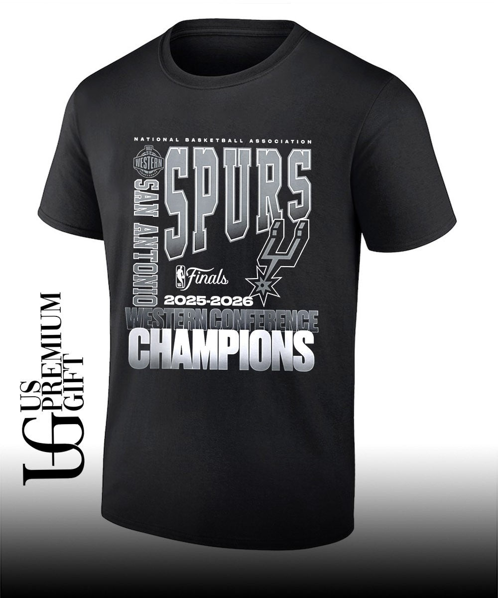 San Antonio Spurs 2026 NBA Western Conference Champions stacked block T-shirt