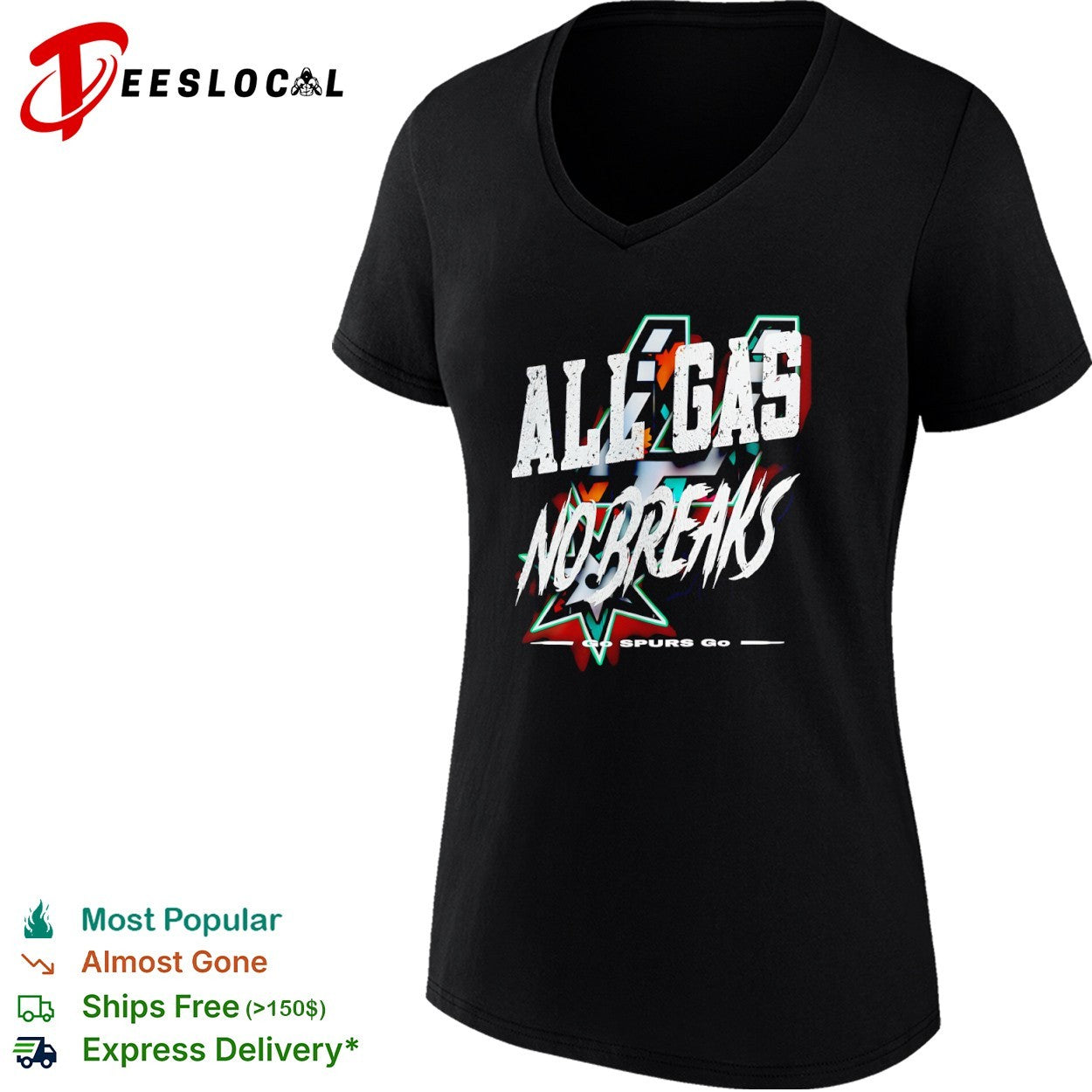 San Antonio Spurs All Gas No Breaks Go Spurs Go basketball team fan sports shirt