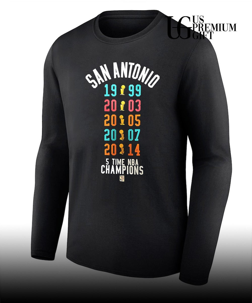 San Antonio Spurs NBA 5 Time Champions Basketball 1999 2003 2005 2007 2014 shirt