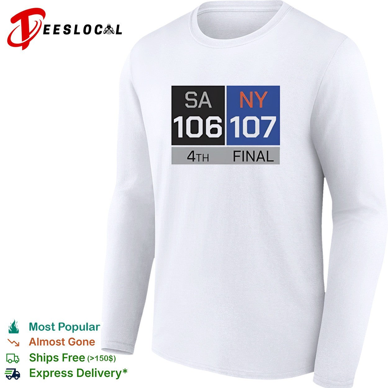 San Antonio Spurs vs New York Knicks 106-107 4th Final Scoreboard basketball shirt