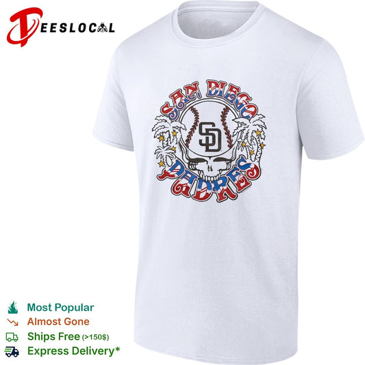 San Diego Padres x Grateful Dead skull palm trees MLB graphic shirt
