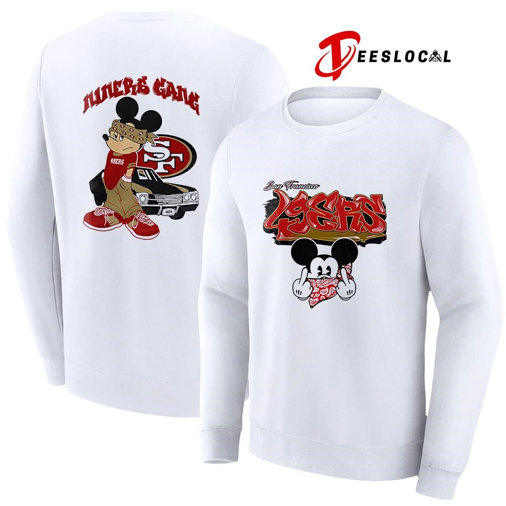 San Francisco 49ers x Gangsta Mickey Mouse middle finger shirt