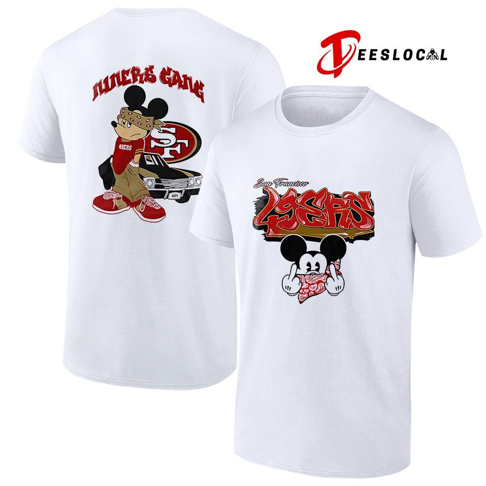 San Francisco 49ers x Gangsta Mickey Mouse middle finger shirt