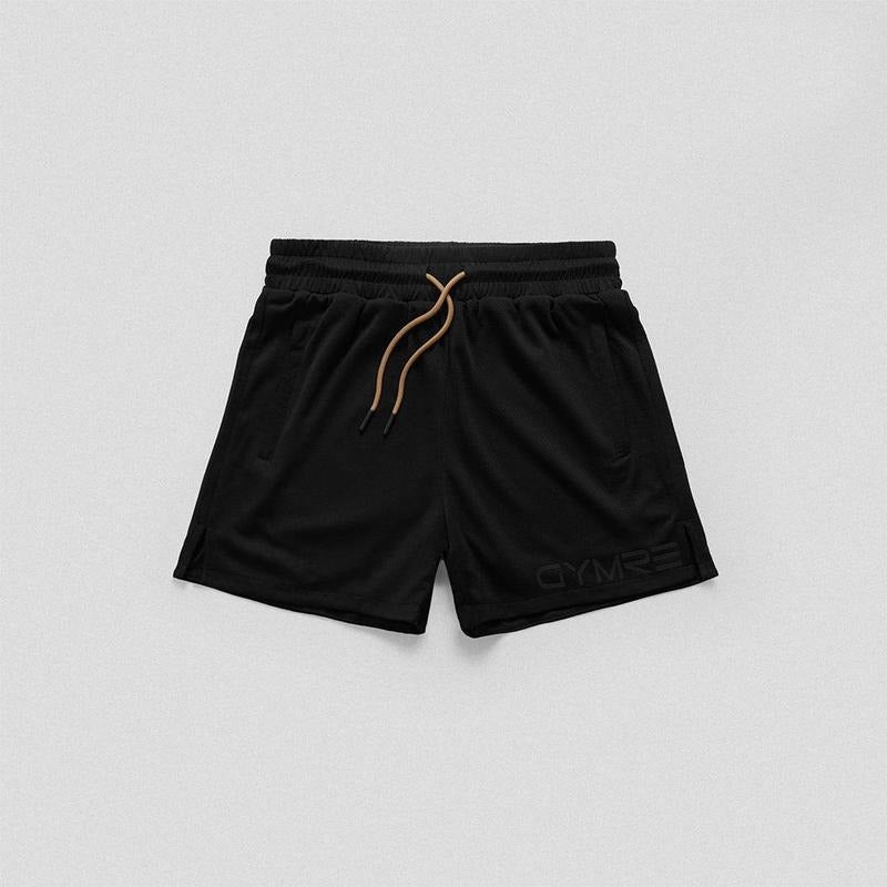 Loose and Light Gymreapers Core Mesh Training Shorts - Black/Sand, Perfect for Summer Season