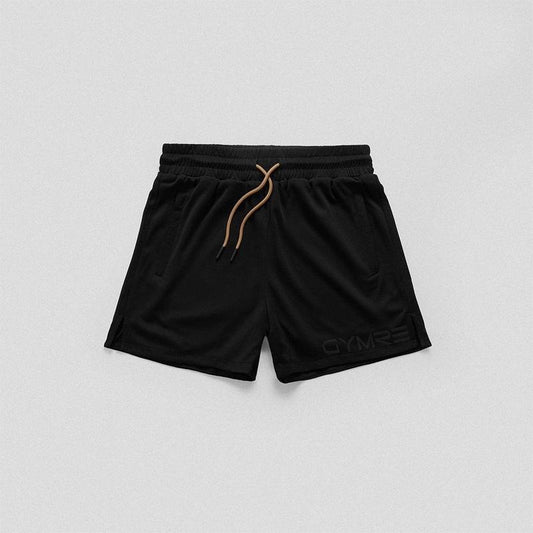 Loose and Light Gymreapers Core Mesh Training Shorts - Black/Sand, Perfect for Summer Season