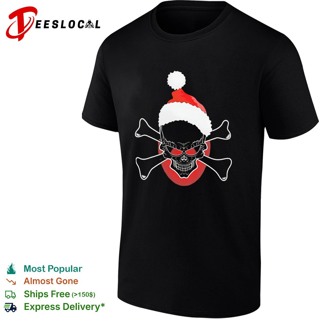 Santa Skull Crossbones Jolly Roger Festive Holiday Christmas Season shirt