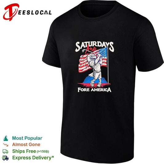 Saturdays are fore America Bald Eagle Golf Flag Patriotic Independence Day shirt