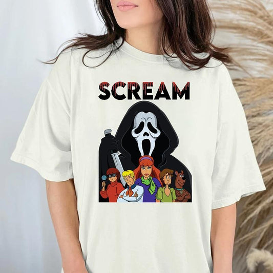 Scream Halloween T Shirt, Scooby Hallooween T Shirt, Fashion Cotton, Full Colors, Full Sizes, For Men, For Women style 02