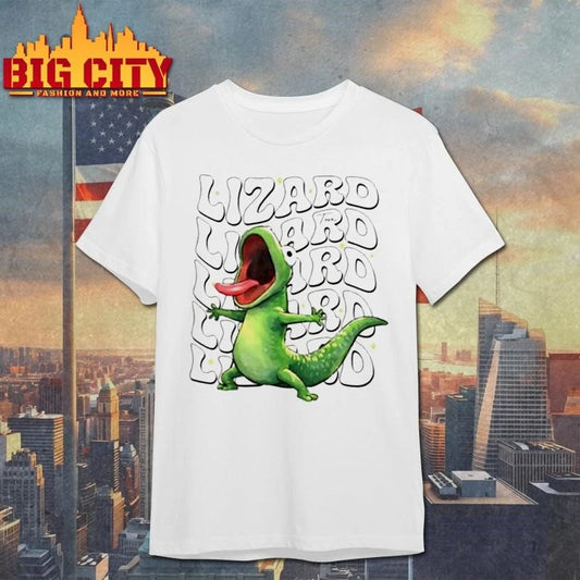 Screaming Green Lizard Groovy Typography Artwork Shirt