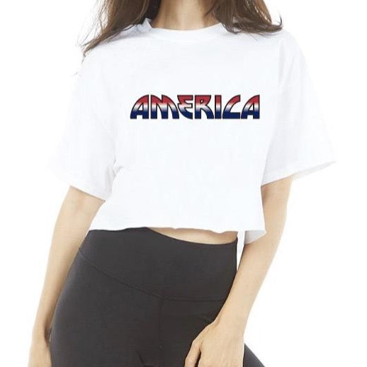 America Crop Womens Tee Shirt