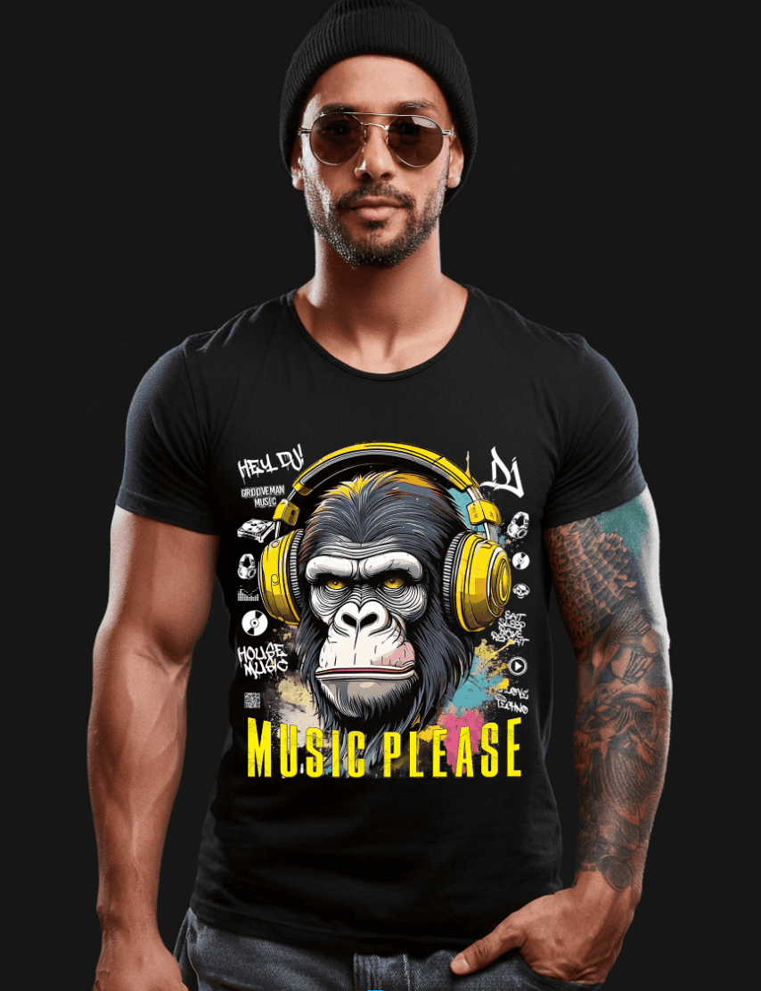 Ape Music Please Art T-Shirts | GM Trademark - clothing by TeeHivey.com (Image 2)