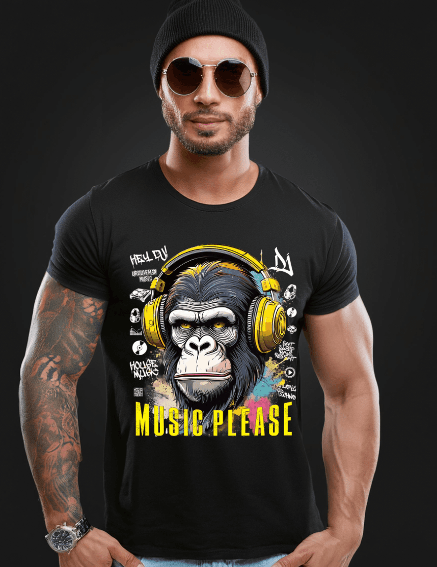 Ape Music Please Art T-Shirts | GM Trademark - clothing by TeeHivey.com (Image 3)
