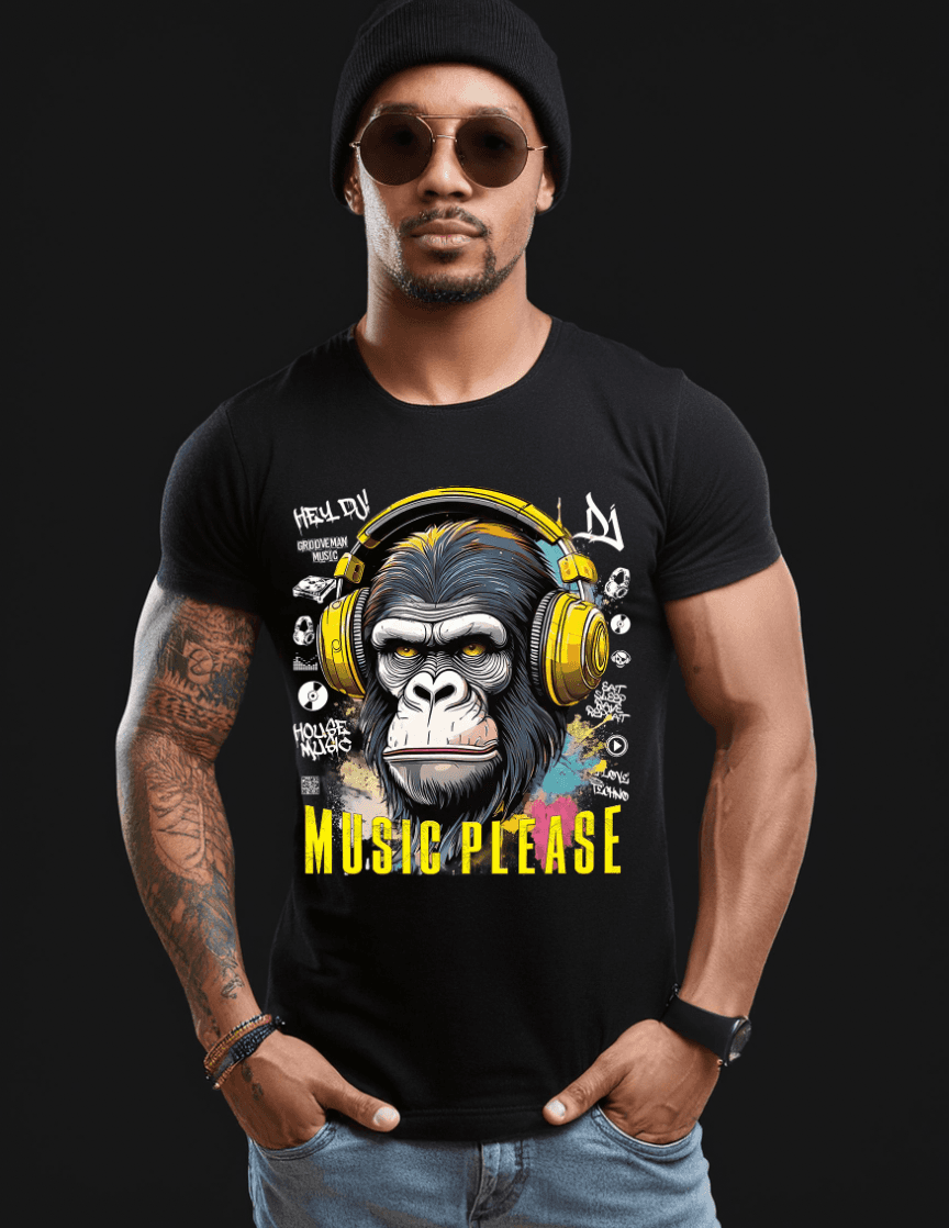 Ape Music Please Art T-Shirts | GM Trademark - clothing by TeeHivey.com (Image 4)