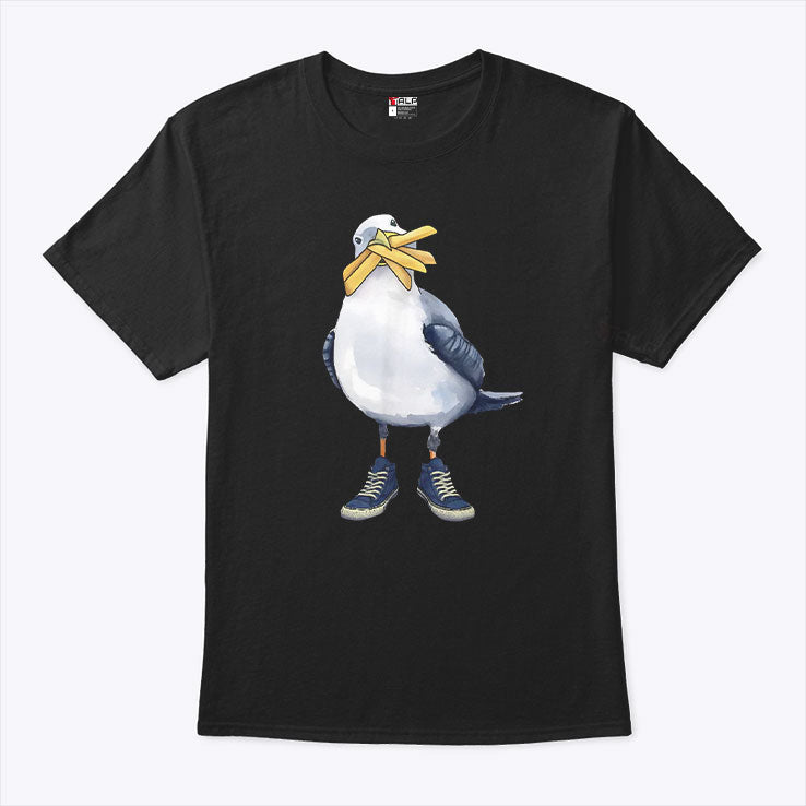Seagull With Fries And Sneakers Fun T Shirt