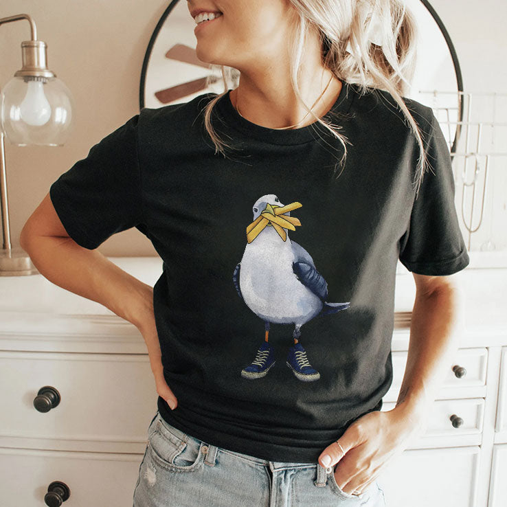 Seagull With Fries And Sneakers Fun T Shirt