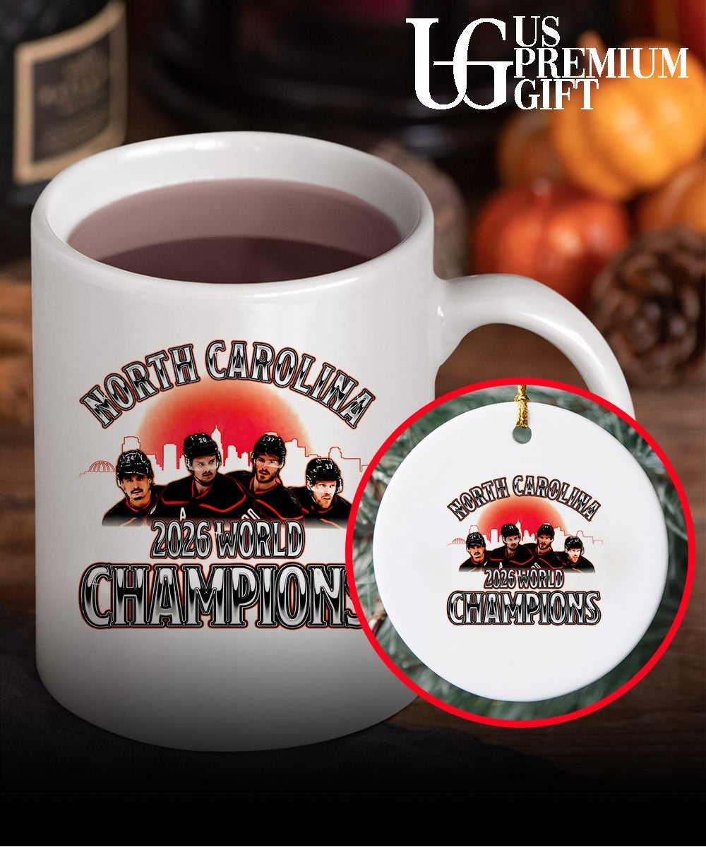 Sebastian Aho Andrei Svechnikov Martin Necas Brent Burns North Carolina Hurricanes NHL 2026 World Champions shirt