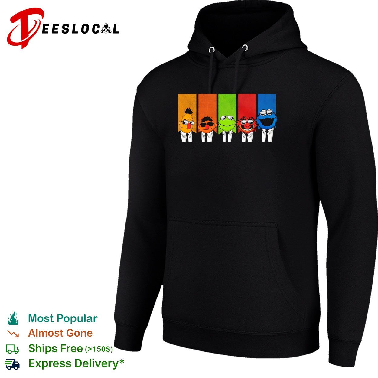 Sesame Street five characters suits sunglasses Reservoir Dogs parody art shirt