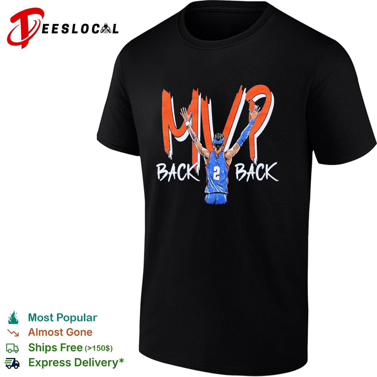 Shai Gilgeous Alexander Oklahoma City Thunder NBA MVP Back 2 Back shirt