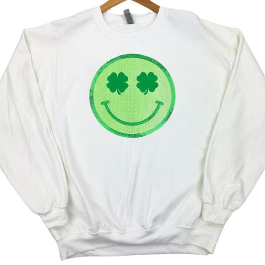 Shamrock Happy Face Patch Gildan Sweatshirt