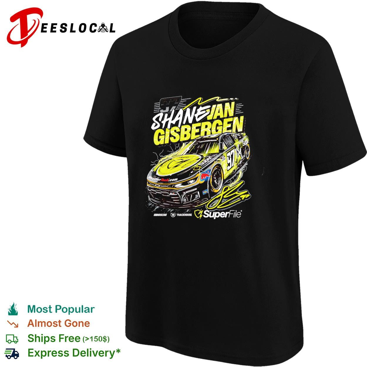 Shane van Gisbergen 97 SuperFile Trackhouse NASCAR yellow black shirt