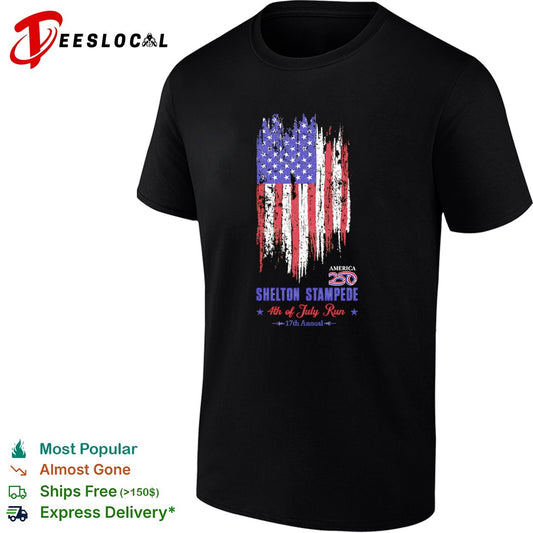 Shelton Stampede 4th of July Run 17th Annual America 250 patriotic event shirt