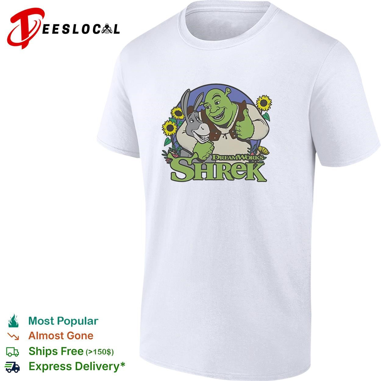 Shrek Donkey DreamWorks sunflowers friendship vintage beige shirt
