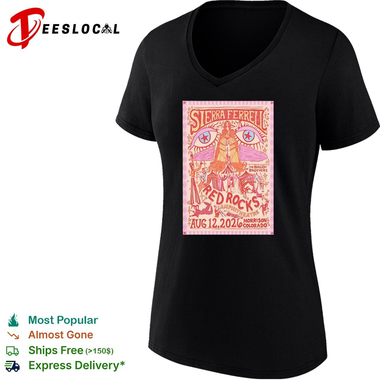 Sierra Ferrell the Brute Brothers Red Rocks Aug 12 2026 Morrison Colorado poster shirt