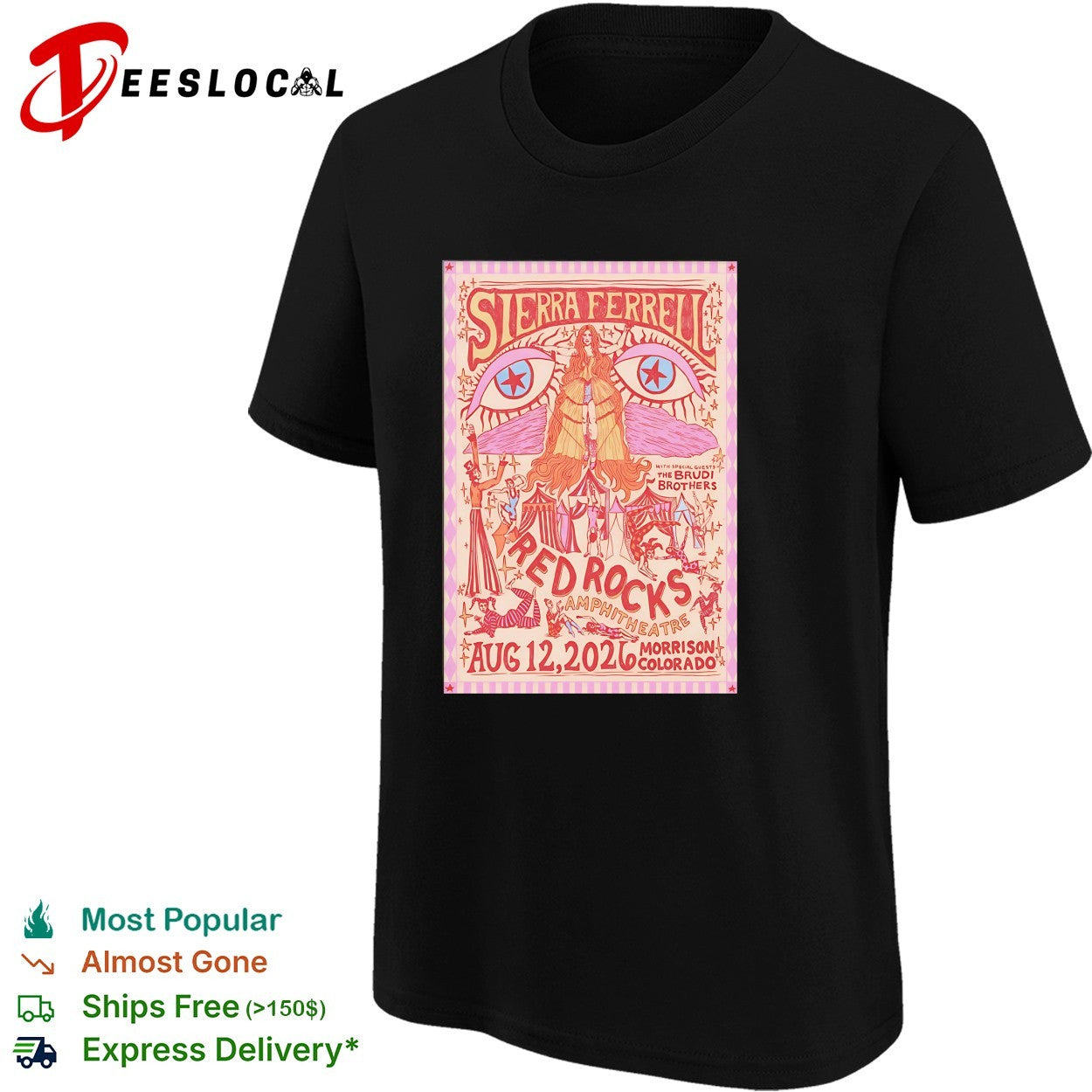 Sierra Ferrell the Brute Brothers Red Rocks Aug 12 2026 Morrison Colorado poster shirt