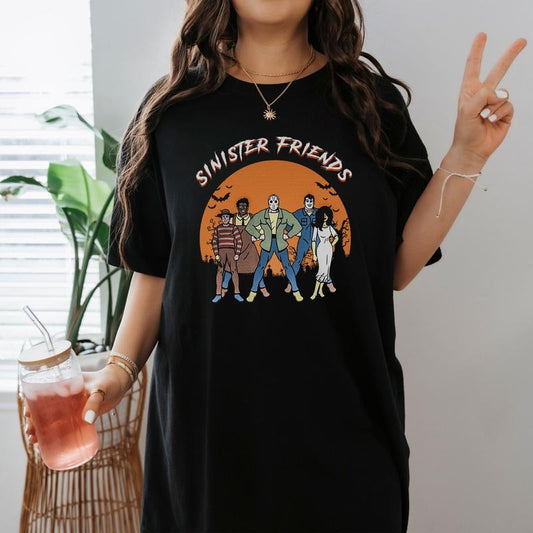 Sinister Friends Freddy Krueger Jason Voorhees Michael  Myers Lovers T Shirt Friday 13th Movie Shirt   Halloween Shirt Halloween Gift
