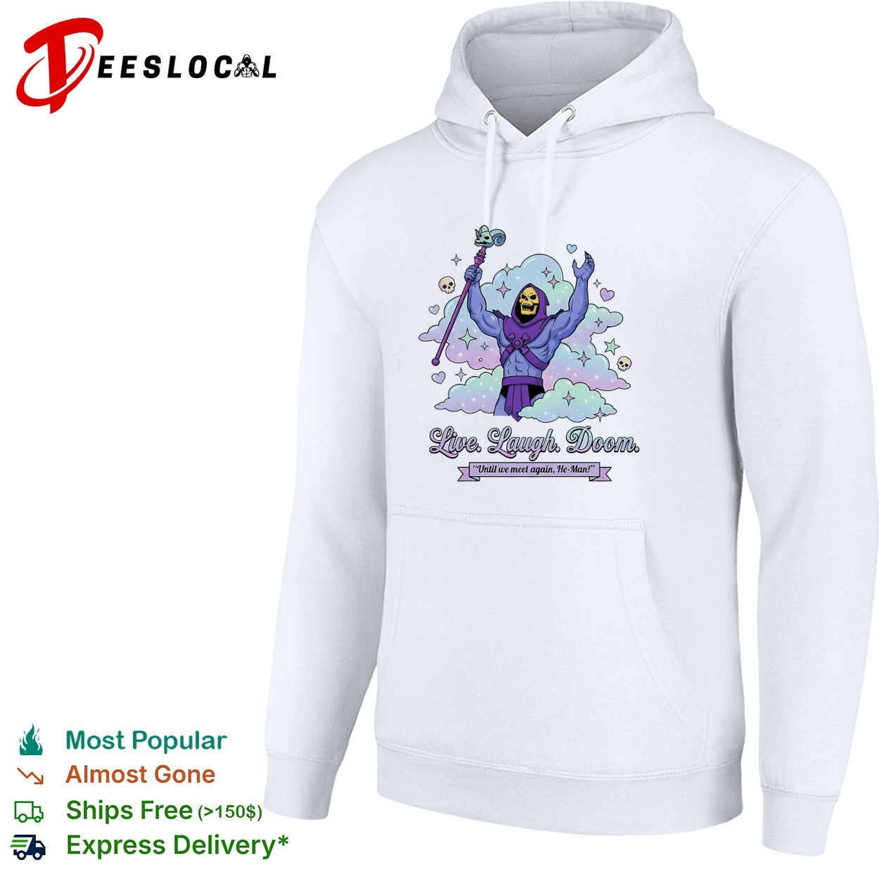 Skeletor raising staff live laugh doom He Man shirt