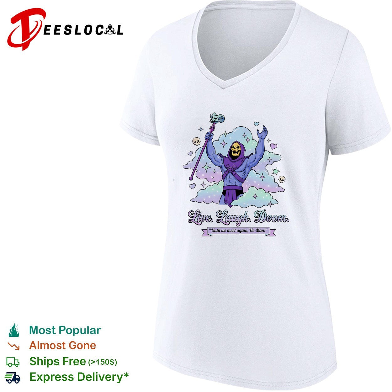 Skeletor raising staff live laugh doom He Man shirt