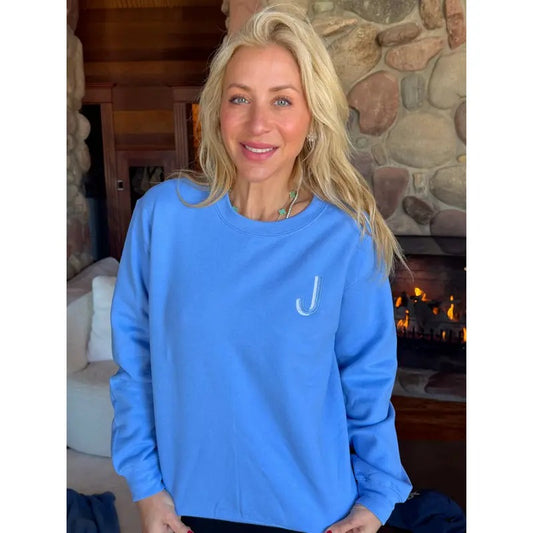 Sky Blue Embroidered Initial Sweatshirt (S-XL) - clothing by TeeHivey.com