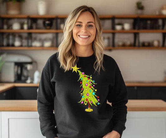 Slanted Tree Holiday Crewneck Sweatshirt