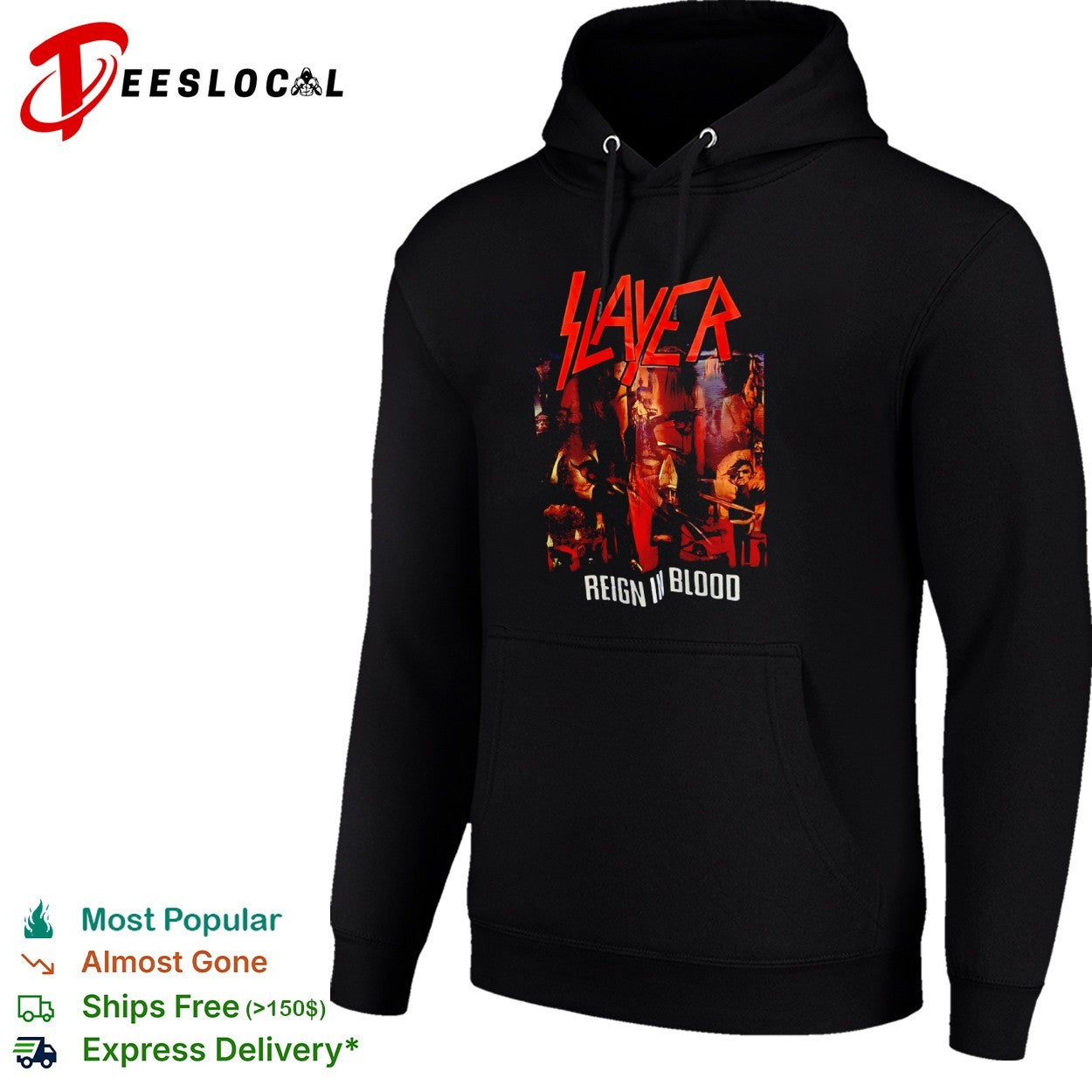 Slayer Reign in Blood Logo and Album Cover Art Heavy Metal Band Music Concert shirt