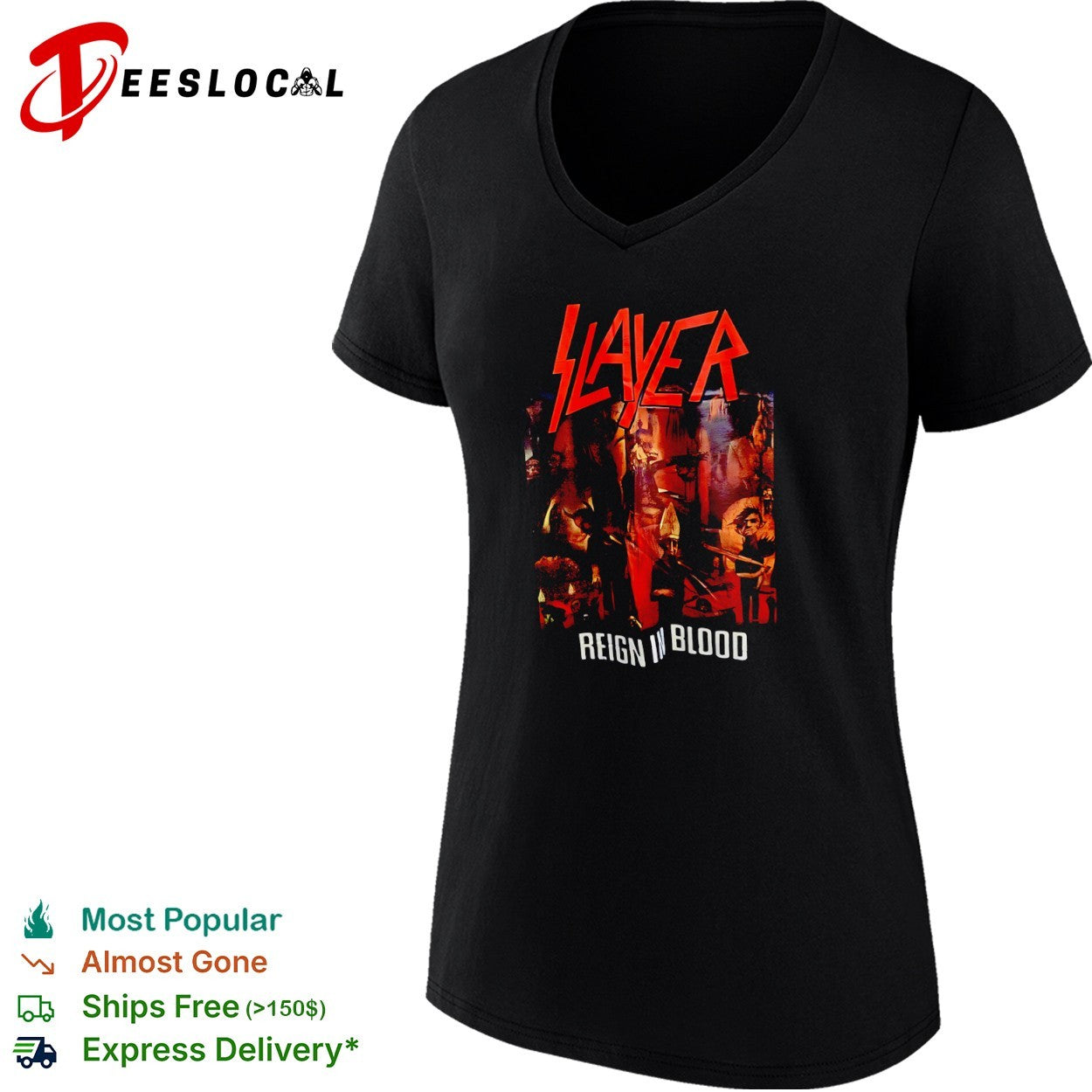 Slayer Reign in Blood Logo and Album Cover Art Heavy Metal Band Music Concert shirt