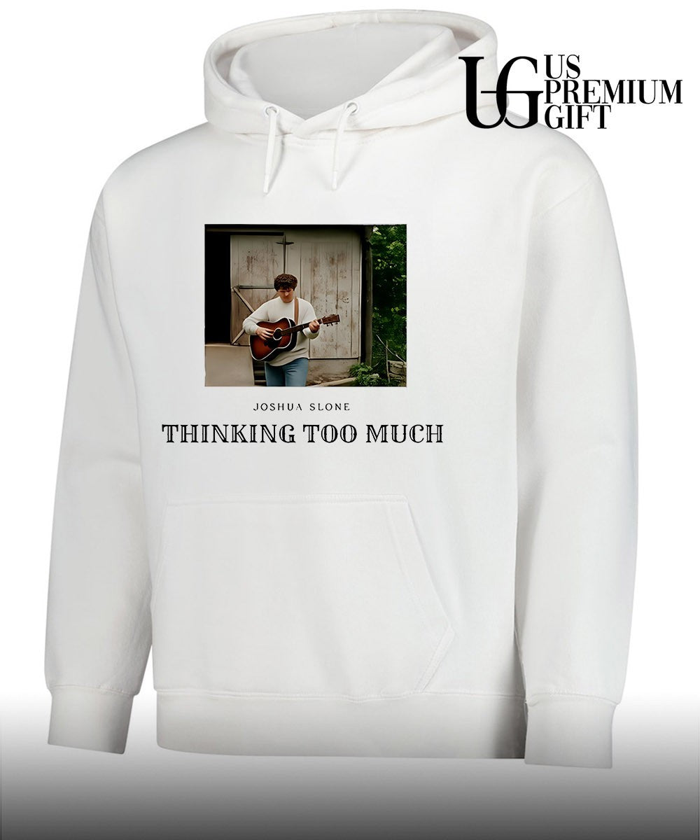 Slone playing guitar thinking too much shirt