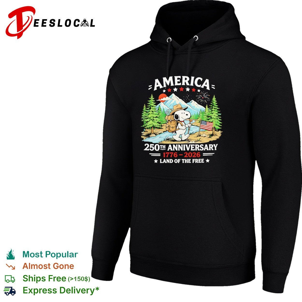 Snoopy America 250th Anniversary 1776 2026 Land of the Free shirt