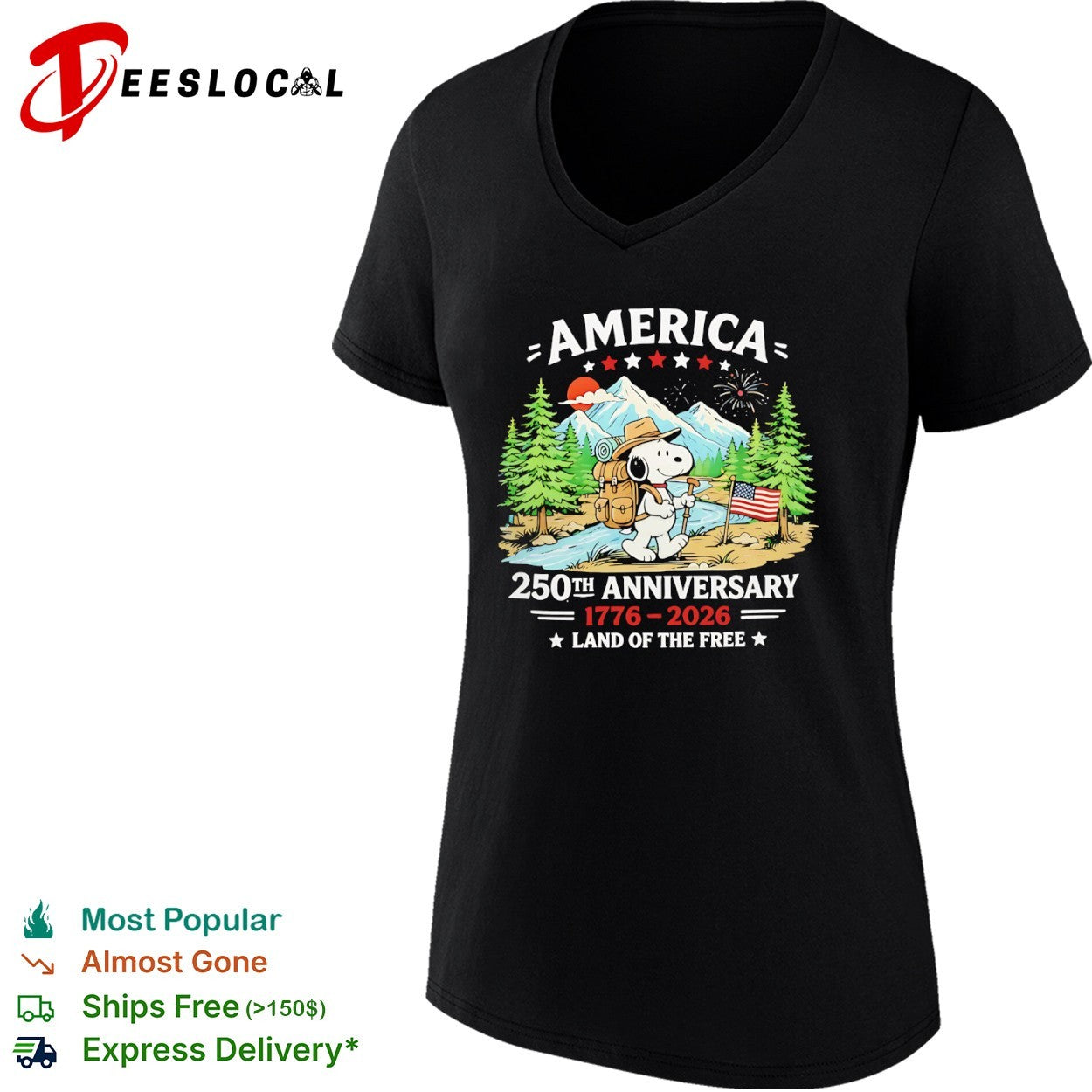 Snoopy America 250th Anniversary 1776 2026 Land of the Free shirt