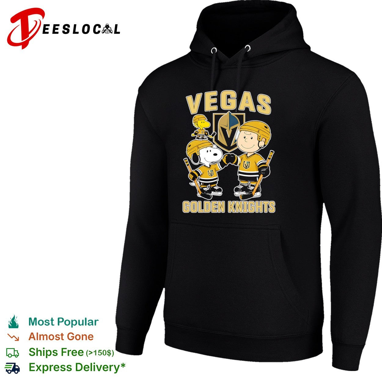 Snoopy and Charlie Brown Vegas Golden Knights Peanuts parody shirt