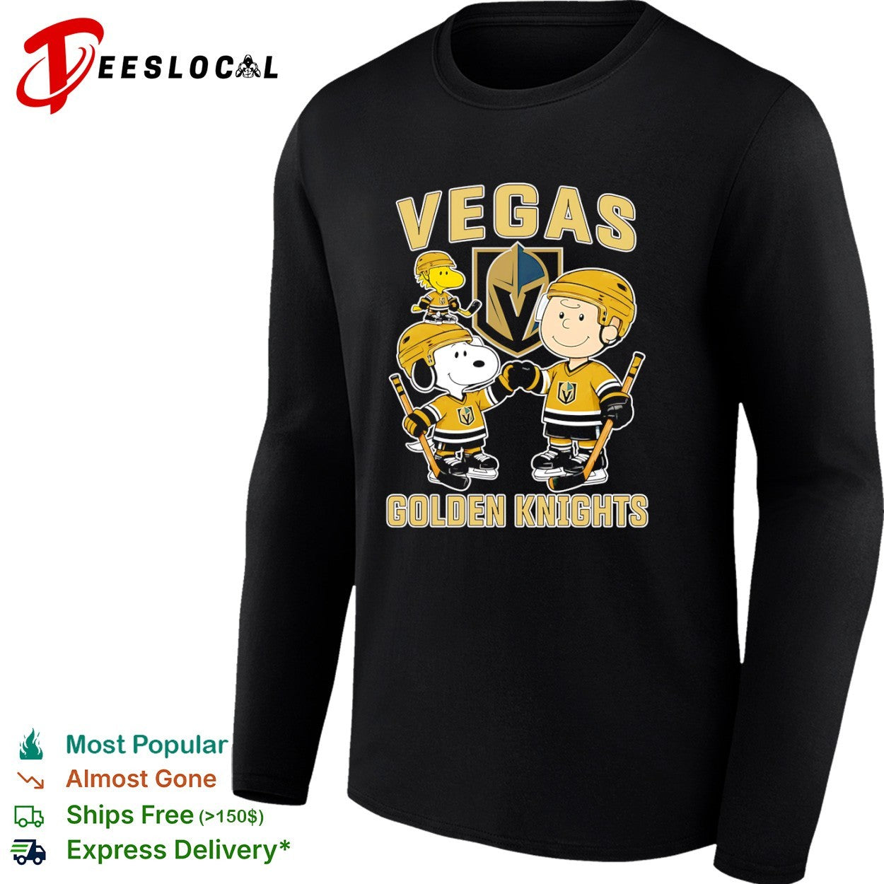 Snoopy and Charlie Brown Vegas Golden Knights Peanuts parody shirt