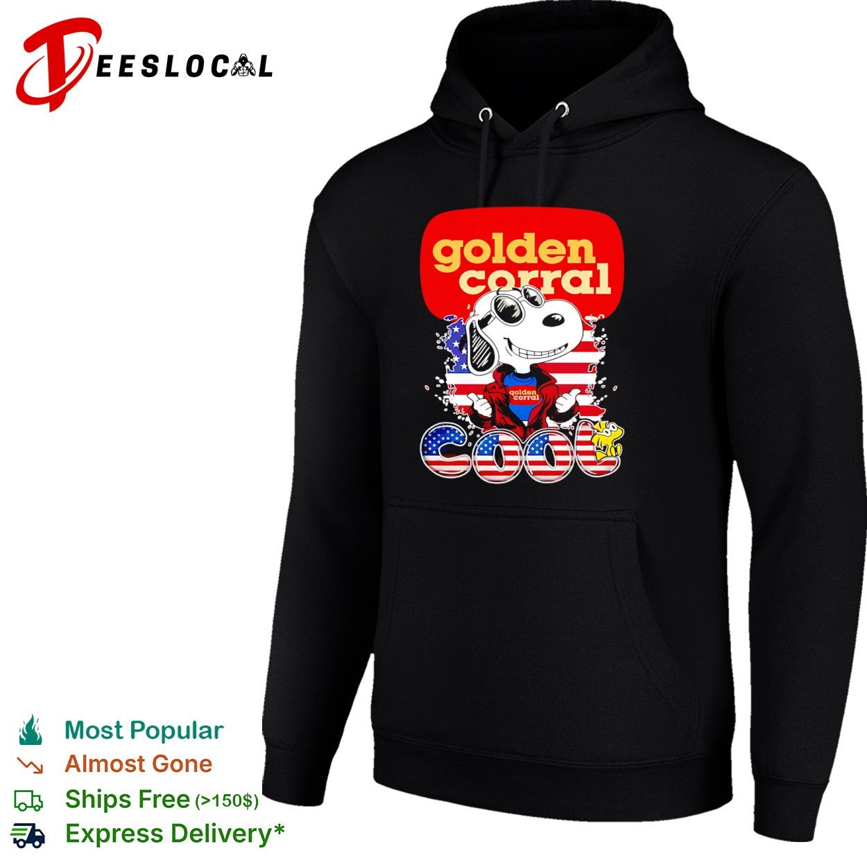 Snoopy and Woodstock Golden Corral Cool USA Flag shirt
