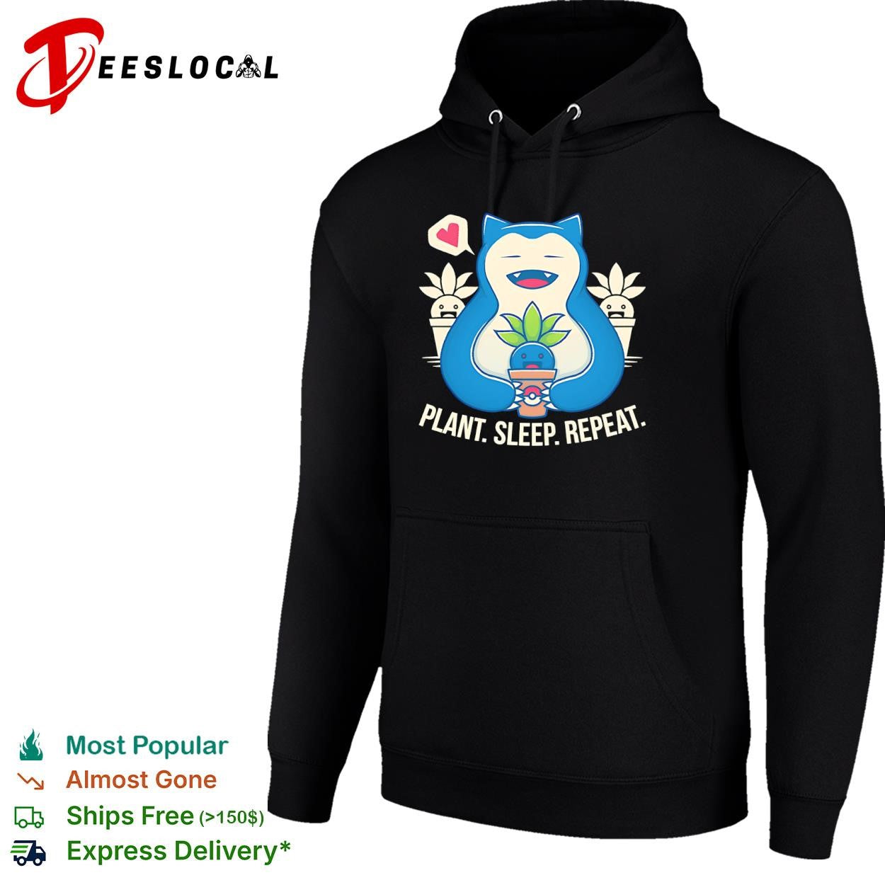 Snorlax plant sleep repeat shirt