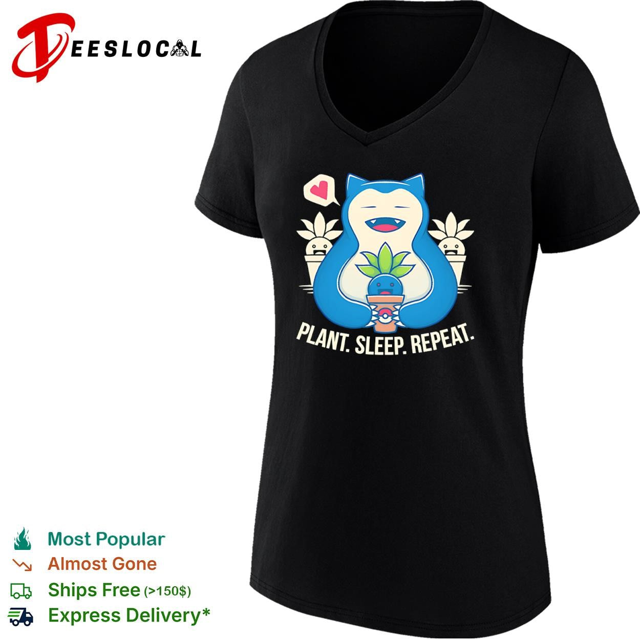 Snorlax plant sleep repeat shirt