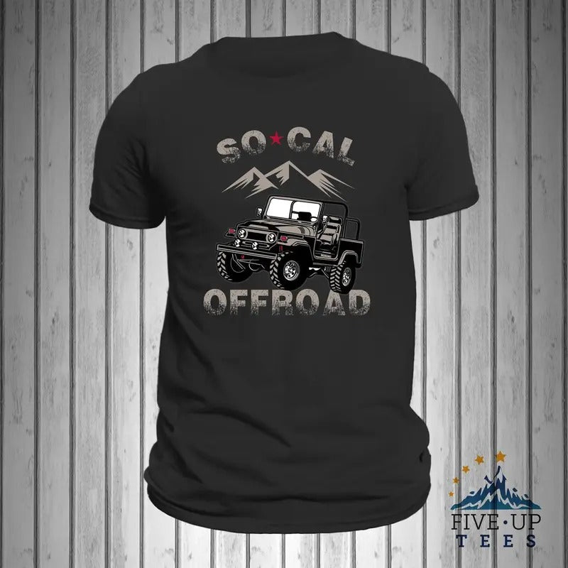 So Cal Off Road Four Wheeling Jeep Men's T-shirt Casual Crewneck