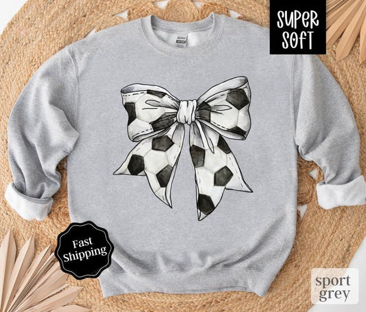 Soccer Bow Sweatshirt, Game Day Soccer Crewneck, Womens Sweatshirt, Fall Sweater